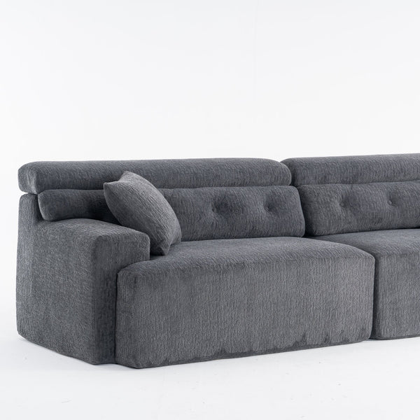 English Elm LY-029 Modular Gray Compression Sofa — 4-Seater L-Shaped Chenille, High-Density Foam, Elegant Comfort W2231S00021