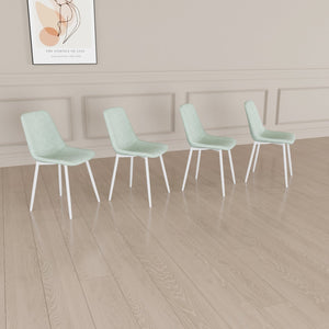 English Elm A modern linen padded dining chair set of 4 with ergonomic high back, sturdy white metal legs, comfy seats Green W2189P190476