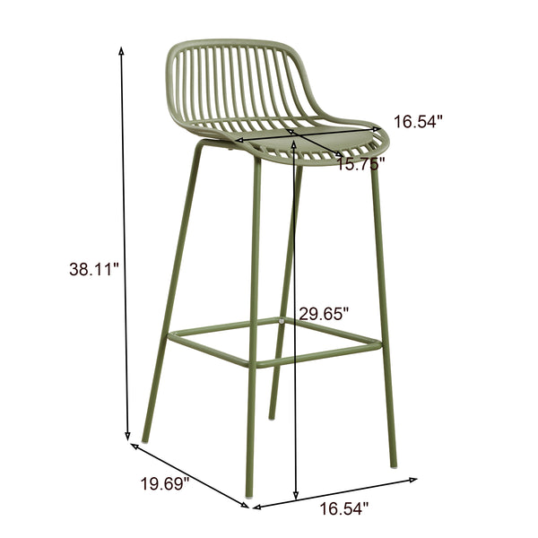 English Elm Benson Outdoor Stackable Barstools Set of 2 Uv Resistant Plastic Metal Patio Seating N776P390482G