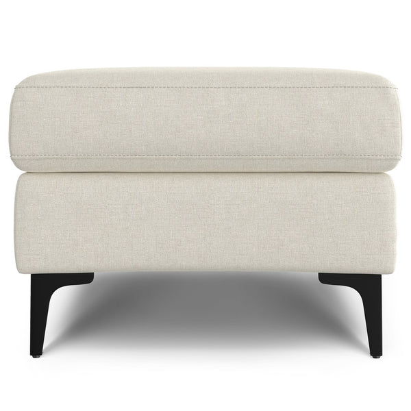 English Elm Ava Mid Century Upholstered Bench Ottoman with Powder Coated Legs for Living Room Cream B136P436946