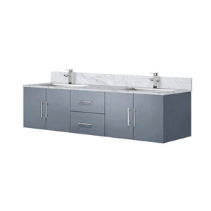 English Elm Dark Grey Double Bath Vanity 72" With Carrara Marble Top, Faucet Set & Ample Storage Solutions B2731P258692