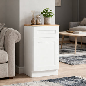 English Elm 21" White Shaker Base Cabinet Soft Close Solid Wood Dovetail Drawer Kitchen Bath T2950P361479