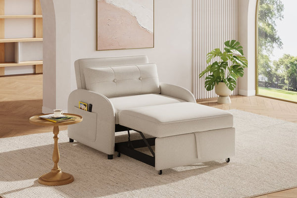 English Elm Christopher Knight Home® - (Old 3-in-1 Convertible Sleeper Sofa Bed with Pillow & Pocket, Compact Loveseat with Pull-Out Bed and Wheels Beige N765P34284849W
