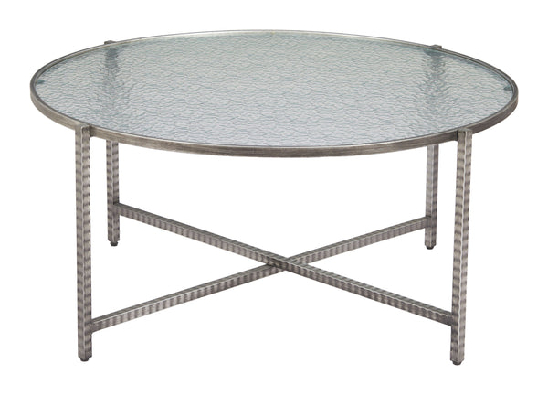 Zuo Modern Vetro Modern Coffee Table In Silver - Premium Rippled Glass & Hammered Steel For Stylish Spaces Silver Glass,Steel 110751-zuo-modern