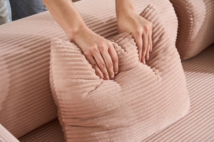 English Elm Convertible Sleeper Sofa Bed Corduroy 4-in-1 Folding Floor Couch with 35D Sponge Support and No-Assembly Pink W3434P378562