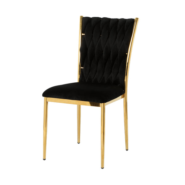 English Elm Modern Velvet Upholstered Dining Chairs Set of 2 with Electroplated Legs for Kitchen Black W210P301579