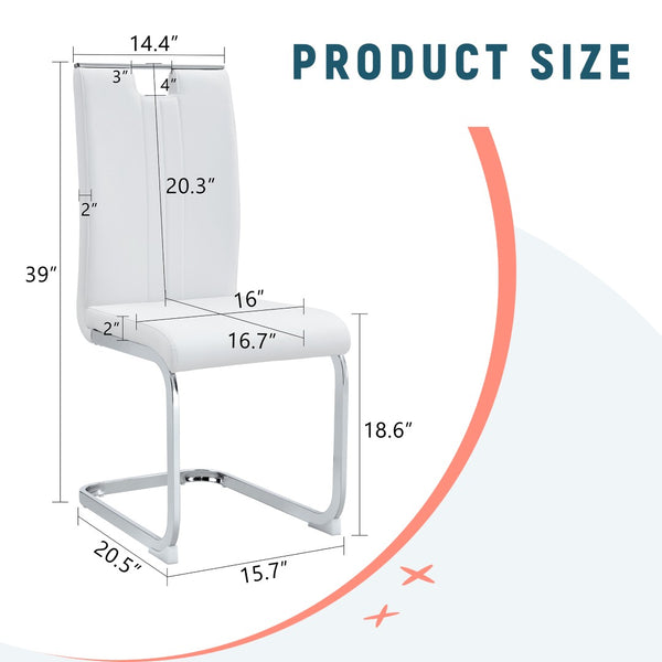 English Elm Set Of 4 Bow-Shaped White Pu Chairs - Modern Ergonomic Design For Comfort In Any Contemporary Space W3226P279081-GIGA