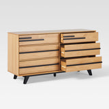 6-Drawer Solid Wood Modern Dresser Natural Pine BR6DREBDRBLNP-T Walker Edison