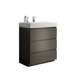 English Elm Alice 30" Gray Bathroom Vanity With Sleek White Sink, Enhanced Storage, Eco-Friendly Design & Pre-Assembled W1865S00014
