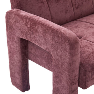 English Elm Nordic Ergonomic Double Armchair Upholstered Chenille Sofa 2-Seater Compact Lounge Chair 550LB Capacity WINE RED W395P380533