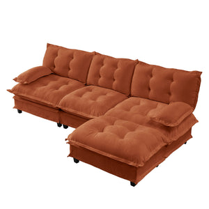 English Elm 107" Modular Cloud Sectional Chenille Deep Seat Couch with Lattice Cushions for Apartments Orange W714S01738