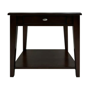 English Elm Classic Cherry Finish Wooden End Table with Drawer & Shelf, 26"x21"x24" Accent Nightstand for Living Room B011P225194