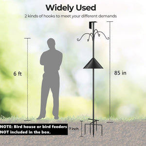 English Elm Garden Feeding Station Pole Quenched Steel with Squirrel Baffle and Four Shepherd Hooks W2181P488039