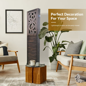 English Elm 4 Panel Carved Poplar Wood Folding Privacy Screen 6 Ft Artisan Cutout Room Divider W2701P189916