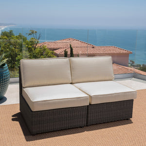 English Elm Santa Cruz Outdoor Wicker Sectional Armless Chair Set with Plush Weather Resistant Cushions Dark Brown 52976.00IRN