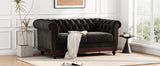 Christopher Knight Home® - Noble House - - Vivalux 59.44" Chesterfield Velvet Loveseat Sofa,2-Person Rolled Arm Dutch Plush Upholstered Sofa Couch With Tufted Button For Living Room, Bedroom, Small Places,Black