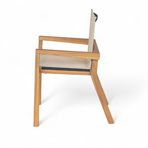 English Elm Christopher Knight Home® - BELFAST Teak Frame Outdoor Dining Chairs Set of 2 — Beige Mesh Comfort, Durable Weather-Resistant Design N762P240699A