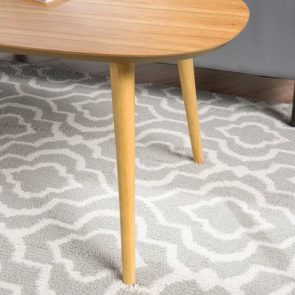 English Elm Christopher Knight Home® - Coffee Table - Elegant Mid-Century Modern Oval Design, Natural Wood Finish, Tripod Legs For Stability N771P256402K