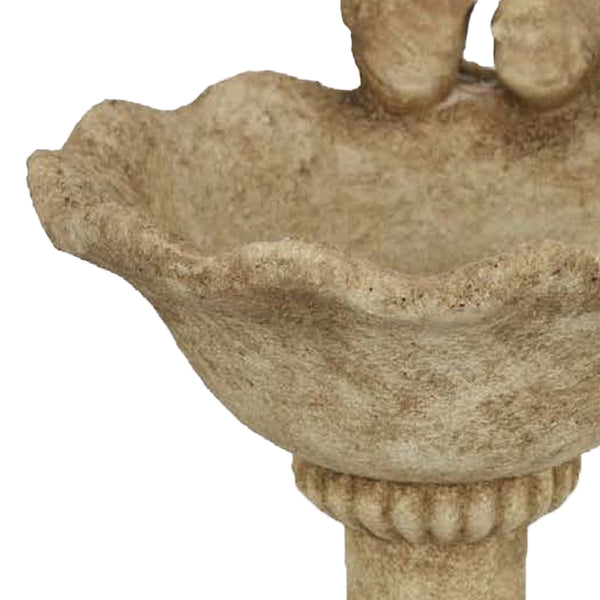 English Elm Ivina Terracotta Bird Bath Feeder Rustic Garden Ornament with Scalloped Basin Brown B056P416950