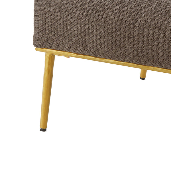 English Elm Modern Chenille Armchair with Curved Back Gold Legs Plush Accent Seat for Any Room Brown N763P360684D