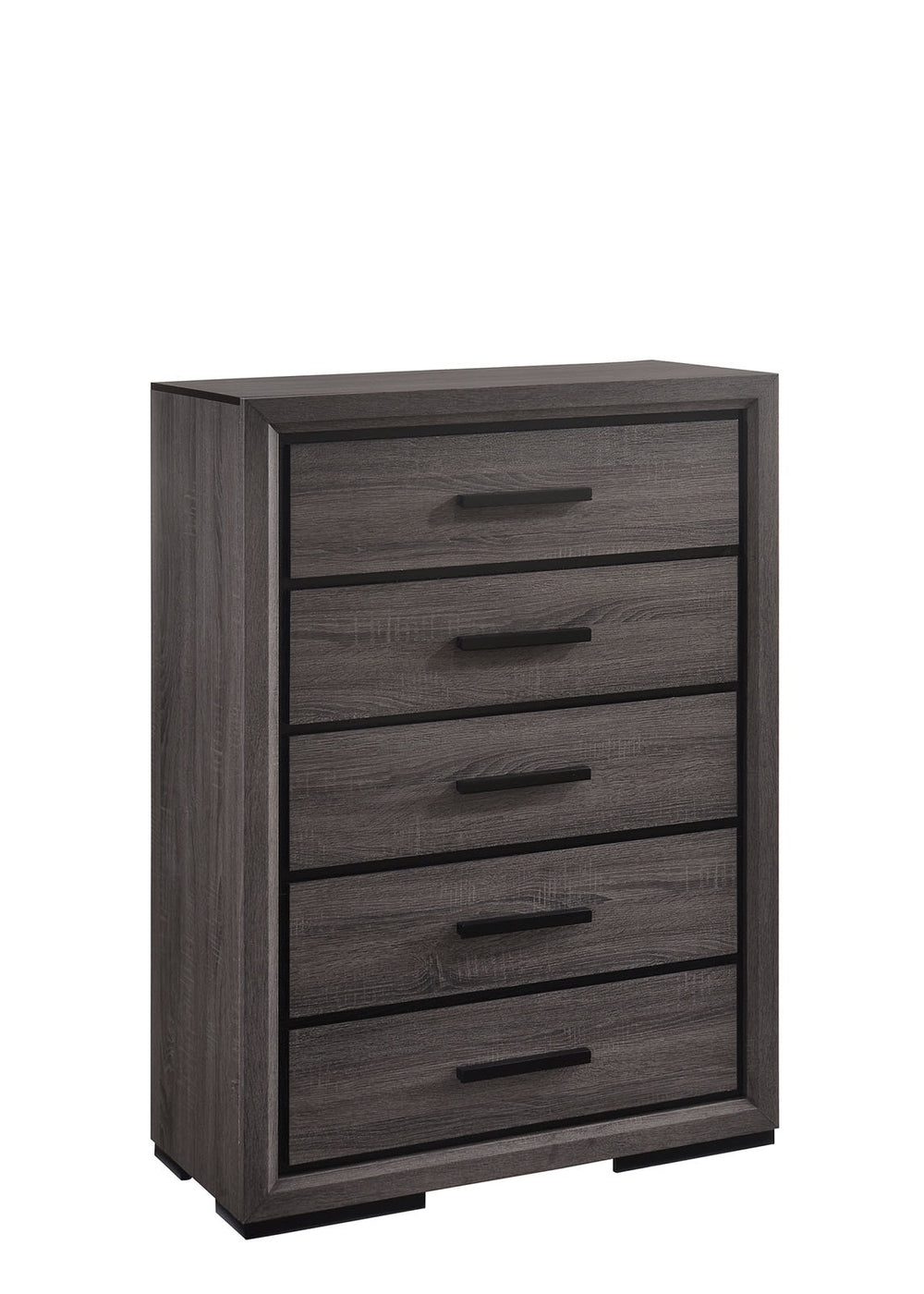 English Elm Contemporary Chic Five-Drawer Chest with Chrome Legs, High-Gloss Coating, Smooth Modern Design Gray 38 L x 20 W x 52 H B2741P368908
