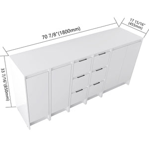 English Elm 72" Modular Freestanding Cabinet Glossy White Plywood Soft Close Bathroom Storage W999S00522