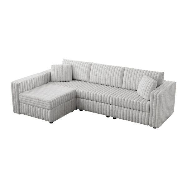 English Elm 106.3" Light Gray Modular L-Shaped Sofa - Stylish Comfort For 4, Hidden Storage & Plush Pillows! W1767S00011