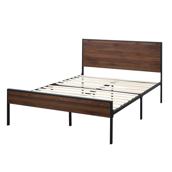 English Elm Edenbrook Carson King Platform Bed Frame in White Oak & Metal — Adjustable Base Ready, 800 lb Capacity B350P394810
