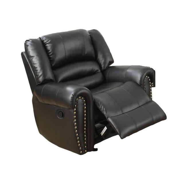 English Elm Modern Bonded Leather Sofa and Recliner Set with Tufting Nailhead Trim Living Room B011S02388