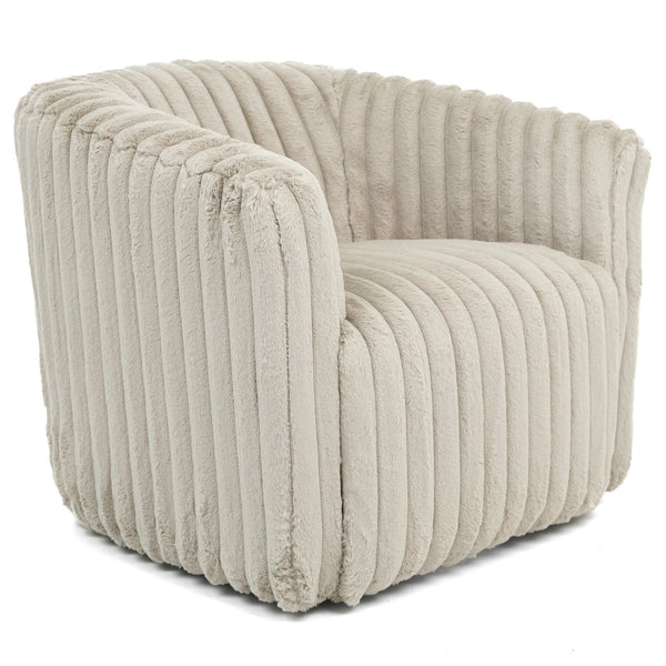 English Elm Elegant Velvet Barrel Swivel Chair Mid Century Channel Tufted Accent Seat Light Gray B183P232035