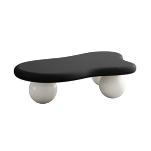 English Elm 47 Inch Cloud-Shaped Coffee Table With 3 Ball Legs - Modern Black & White Design For Living Rooms W1435S00017