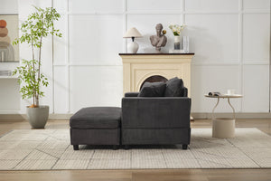 English Elm Chaise Lounge Chair With Storage Ottoman - Stylish Sleeper Sofa, Soft Corduroy, Versatile Comfort W1170P353053