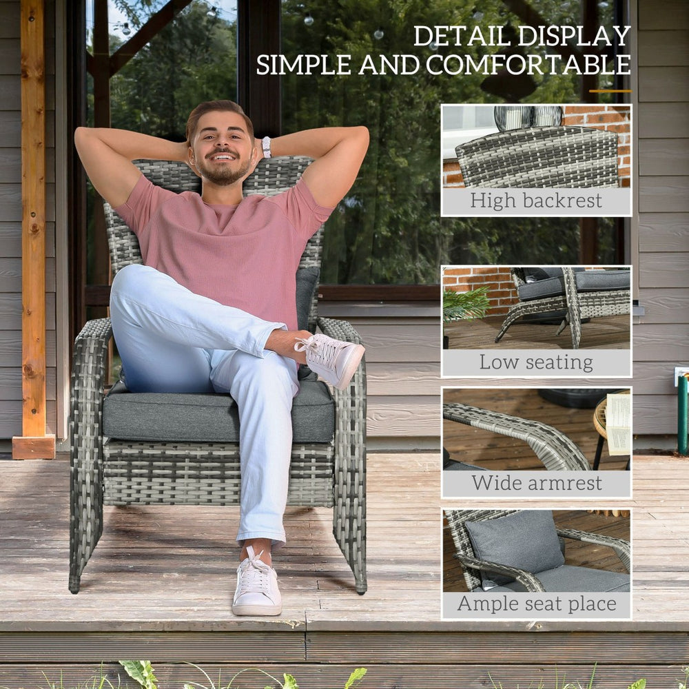 English Elm Outsunny Adirondack Wicker Chair With Soft Cushions, All-Weather Design For Patio & Garden Comfort W2225P200657-GIGA