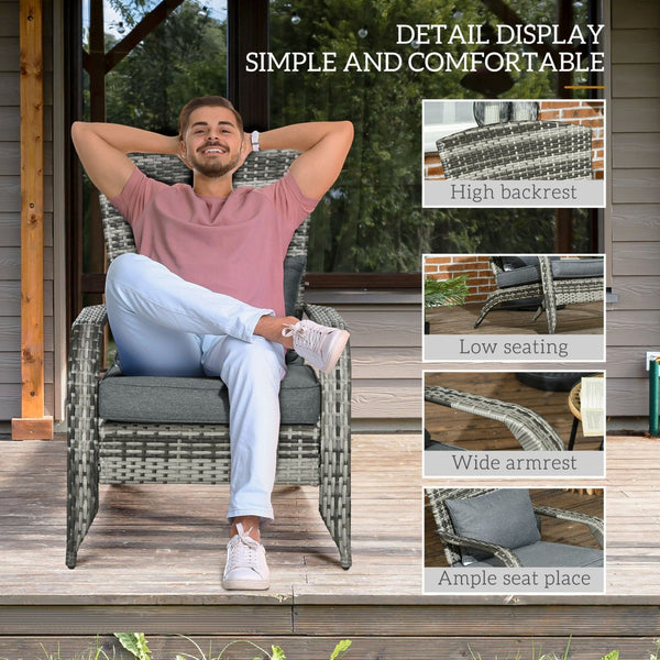 English Elm Outsunny Adirondack Wicker Chair With Soft Cushions, All-Weather Design For Patio & Garden Comfort W2225P200657-GIGA