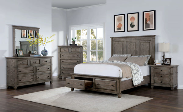 English Elm Transitional Solid Wood Chest with Five Smooth Glide Drawers, Felt-Lined Top, Timeless Design Gray 43 L x 21 W x 54 H B2741P369384