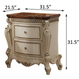 English Elm Antique Pearl and Cherry Oak 2-Drawer Nightstand