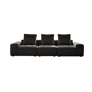 English Elm Luxury Piano Key Chenille Velvet Sofa Solid Wood Frame Three Seat Modern Living Room Grey W1765S00134
