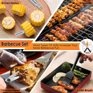 English Elm Bbq Grilling Tool Kit 34 Piece Stainless Steel Set with Carry Bag for Outdoor Cooks W2181P481263