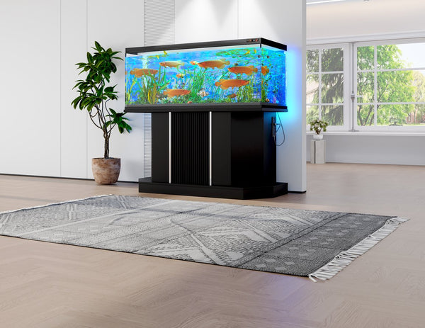 English Elm Modern Engineered Wood Aquarium Stand with Cabinet & Power Hub, 880lb Capacity, Sleek Black Storage N704P350199B