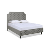 English Elm Helen Tall Upholstered Tufted Platform Bed Frame, Heathered Grey Linen