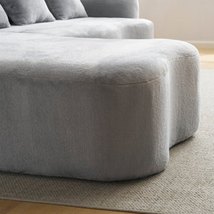 English Elm Full L-Shape Sectional Sofa with Curved Chaise, Modular Chenille Couch, High-Density Comfort for Apartment Living Grey W3612S00005