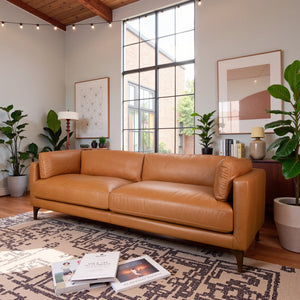 English Elm Uvalde Vegan Leather Sofa with Tapered Legs and Low Profile Mid-century Design B183P423282