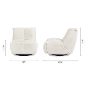 English Elm Jennifer Taylor Home - Rearden Oversized 35.5" Swivel Glider Recliner Chair in Pearl White Faux Sherpa Fur with Storage Pocket B2719P238499