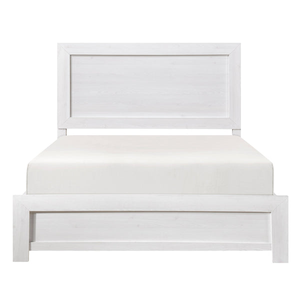 English Elm White Twin Panel Bed with 3D Printed Paper Veneer Rustic-Modern Design, Easy Bed-in-a-Box Assembly White 66.75 L x 33.5 W x 6 H B011P248609