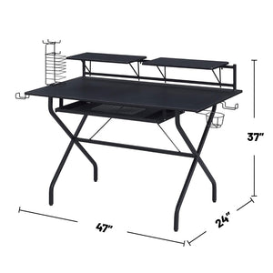 English Elm Rectangular Computer Desk With Spacious Surface, Sliding Keyboard Tray & Sturdy Black Frame B016P311805-GIGA
