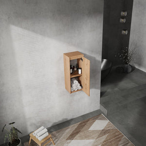 English Elm 12" Wall-Mounted Bathroom Side Cabinet with Soft-Close Hinges, Hidden Handle, Water-Resistant Finish W999P196498