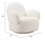 Pilka Swivel Chair White 110280 Zuo Modern