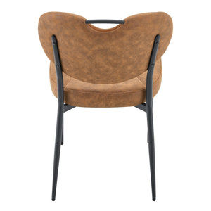 English Elm Dark Oil Waxed Faux Leather Dining Chair Set with Diamond Tufted High Back Metal Legs W3493P449253