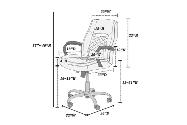 English Elm Blue Faux Leather Office Chair Ergonomic Plush Padding Lumbar Support Adjustable Height Casters B011P366762