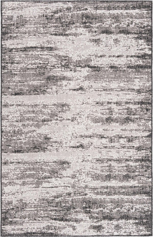 Unique Loom Outdoor Modern Cartago Machine Made Abstract Rug Charcoal, Ivory 5' 3" x 7' 10"